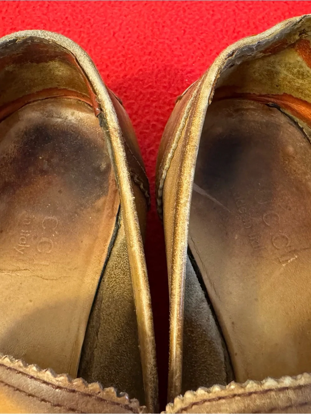 Vintage Gucci Loafers Tan brown Leather Men’s Size 9.5 Shoes Italy Made - Picture 7 of 14